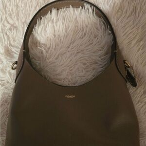 Coach Brooklyn Bag 23 Dark Stone Leather Shoulder Bag